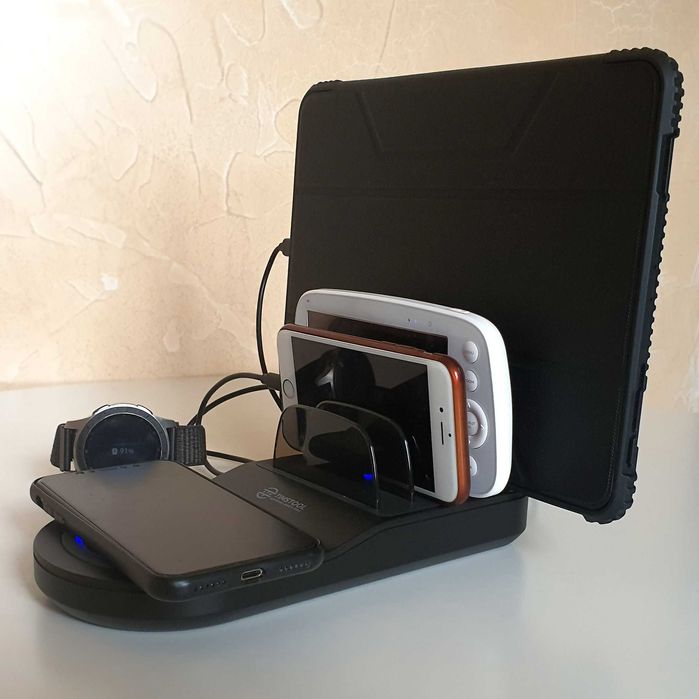 Беспроводное Зарядное Устройство и 4USB- Мульти зарядка Док Станция Qi