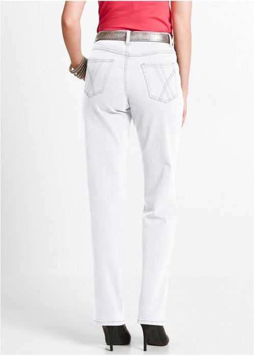 bonprix białe jeansy damskie proste ze stretchem 40-42
