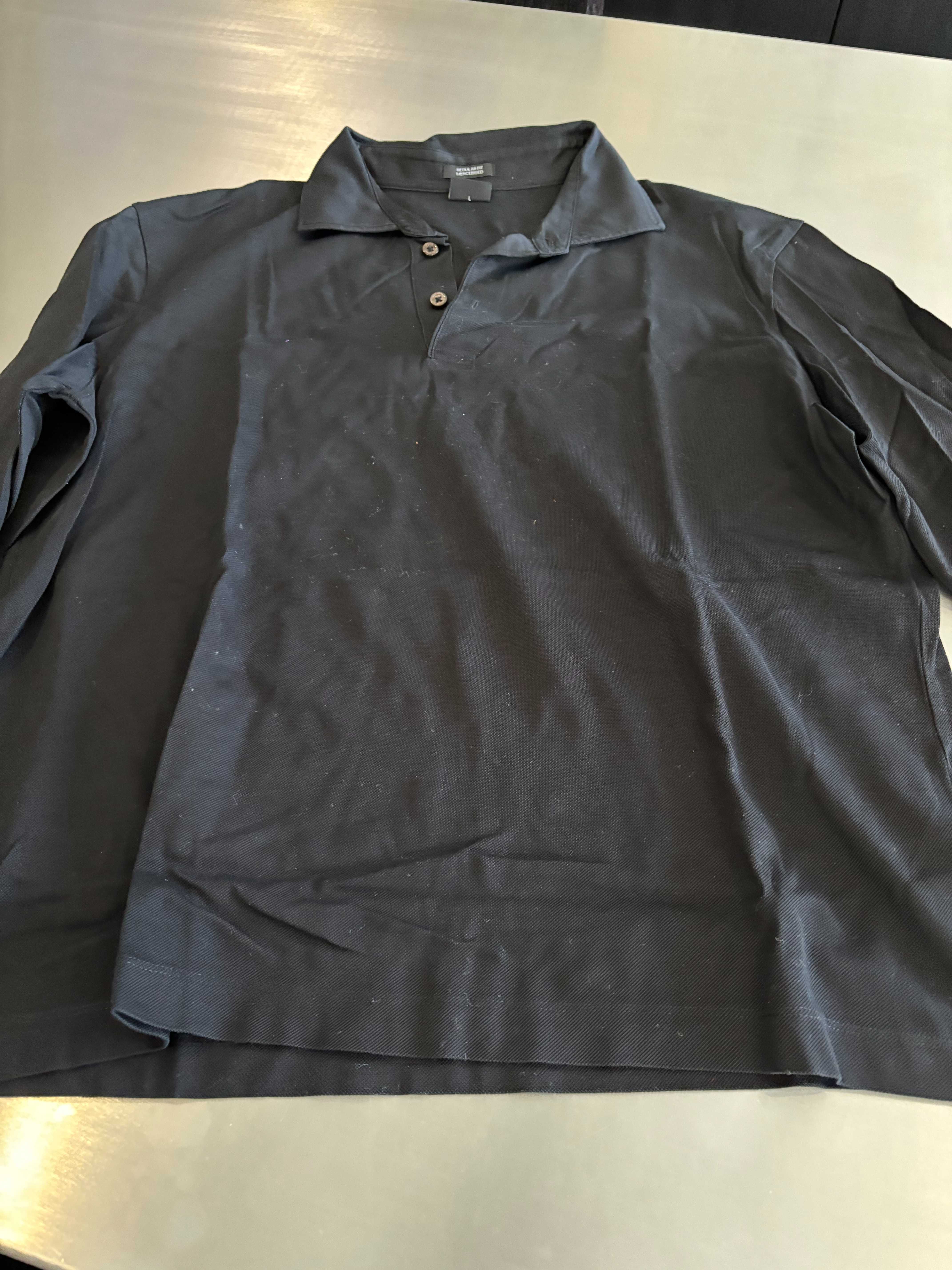 Polo Preto Boss L manga Comprida