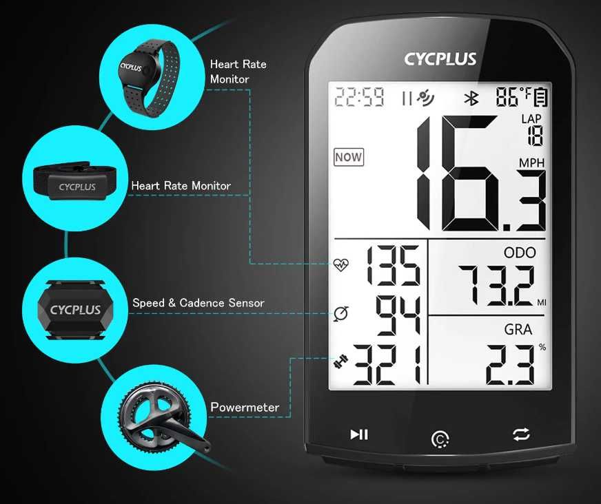 NOWY Licznik rowerowy CYCPLUS M1 GPS, komputer bezprzewodowy +uchwyt