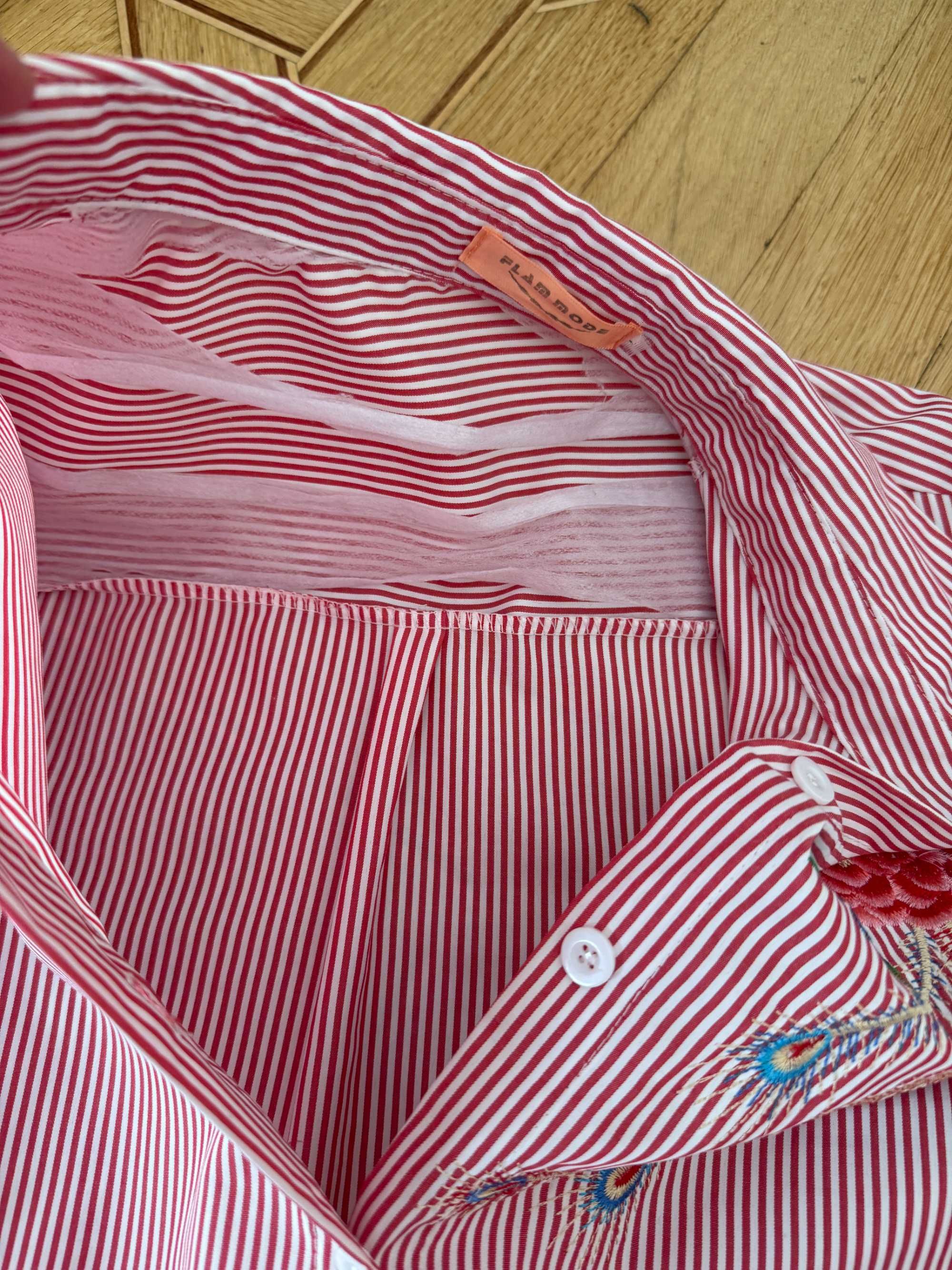 Жіноча довга сукня сорочка в полоску смужку червону flam mode L-XL