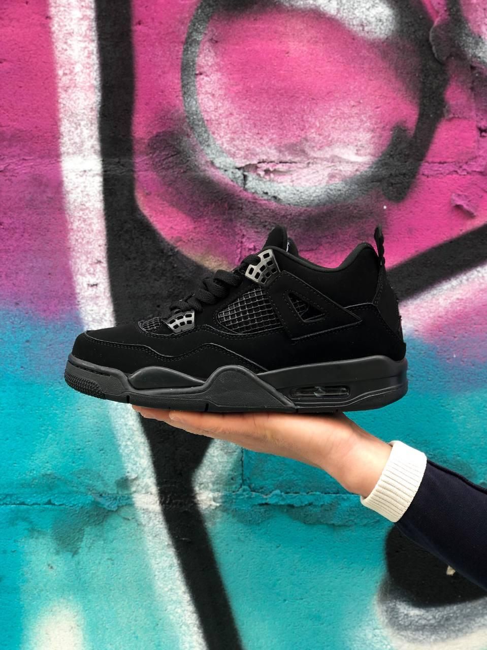 Кроссовки женские Air Jordan Retro 4 Black Найк БЕЗ НАЛОЖКИ
