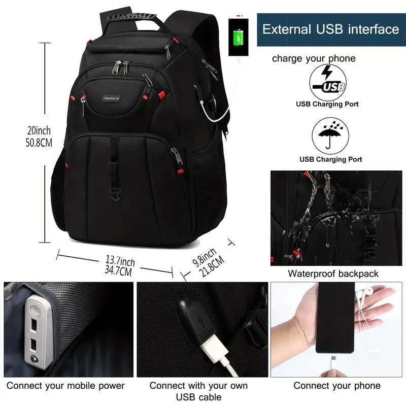 Mochila Preta e Cinza impermeável para portátil