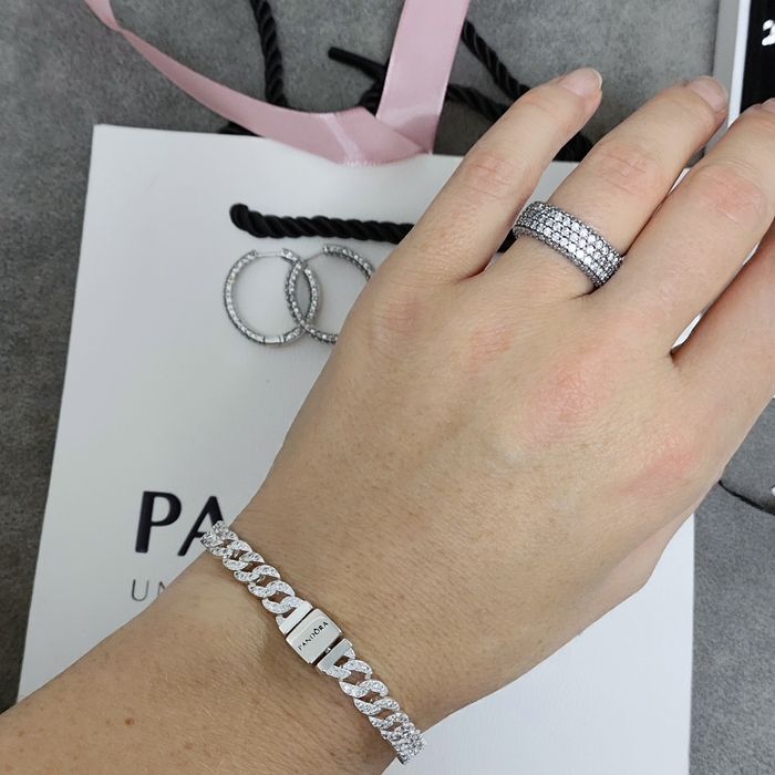 Pandora Браслет паве золото сережки Пандора