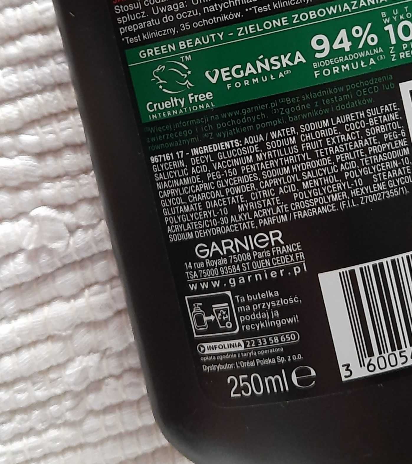 Garnier Pure Active Oczyszczający Żel z Węglem 250ml
