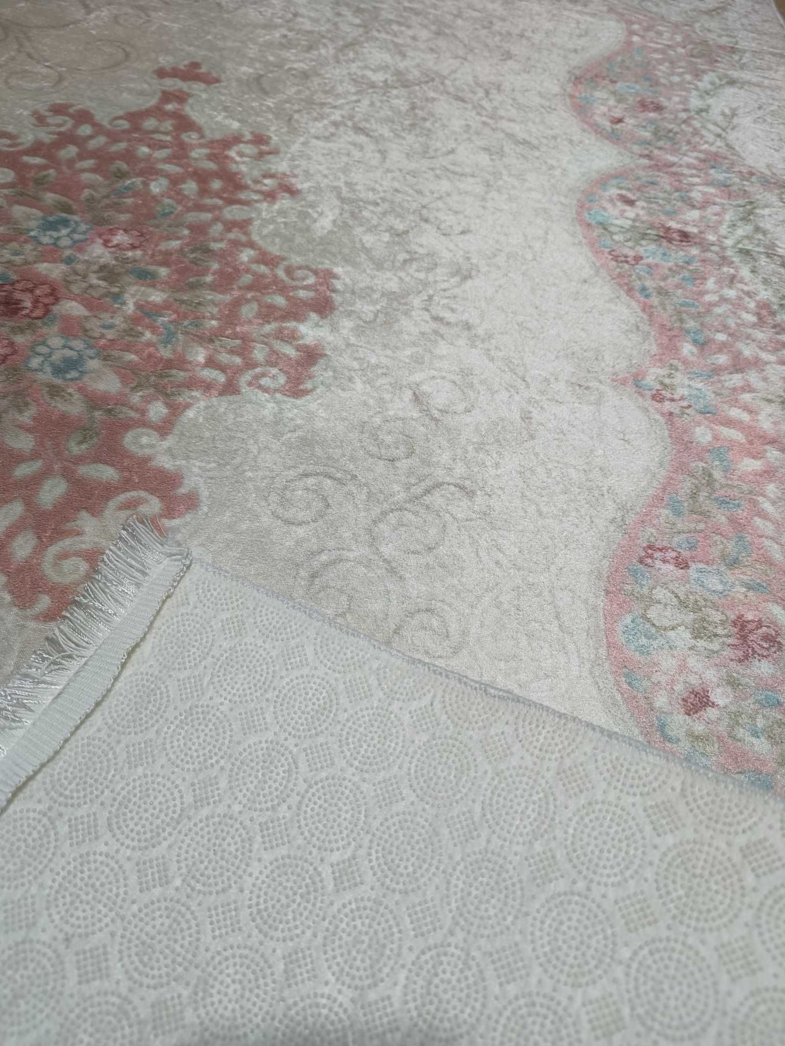 dywan 180x120 turecki ,antyposlizg pastelowy  RÓŻ/KREM