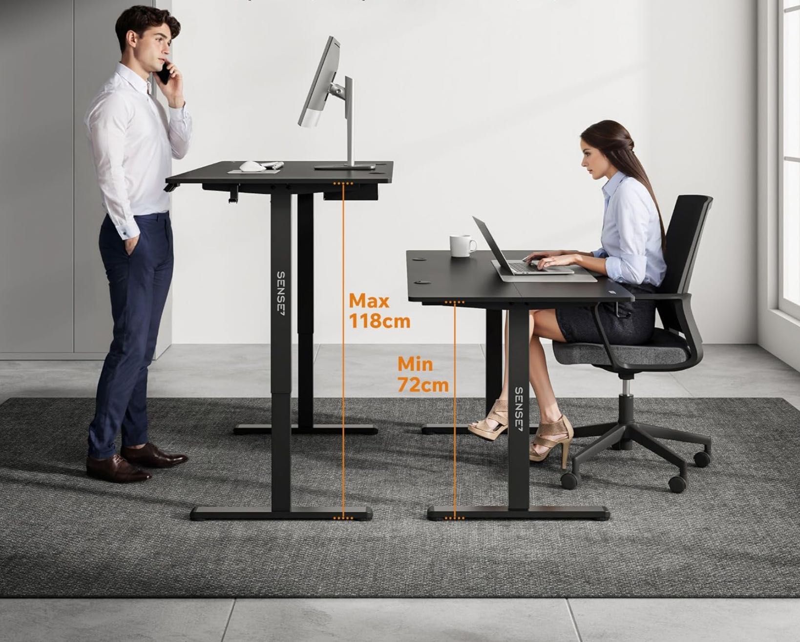 Комп'ютерний стіл 140x70 см з електрорегулюванням висоти Sense7 Nojo