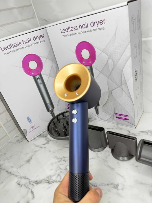 Фен 5в1 Super Hair Dryer  1600Вт Синій із золотим потужний догляд