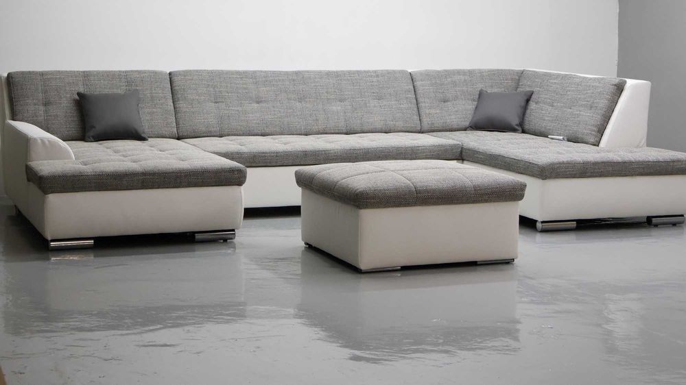 TND nowy narożnik U z funkcja spania rogówka szara tkanina sofa salon