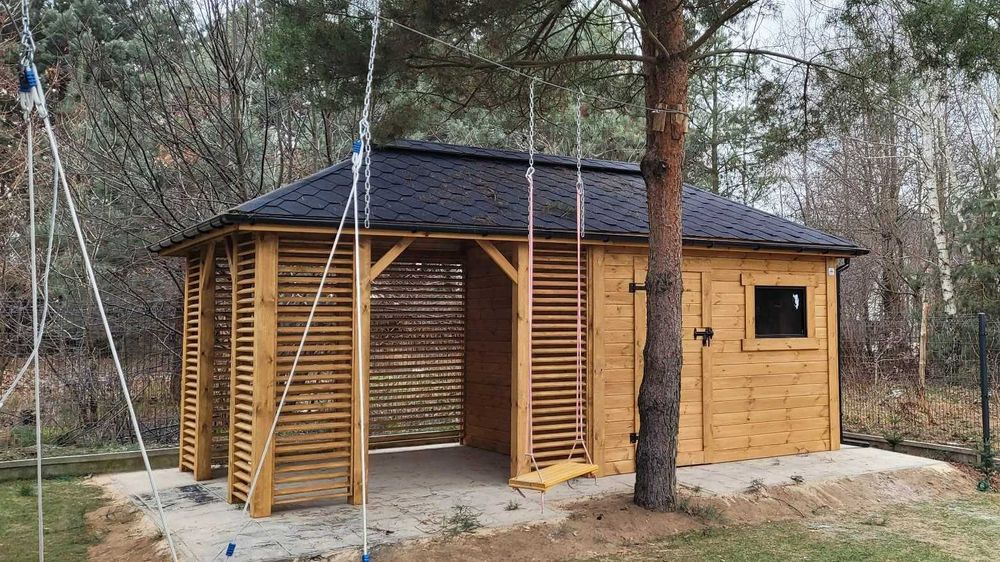 Domek Narzędziowy z Altaną VIOLA 7x3 domek altanka DREWNOTRIK.PL