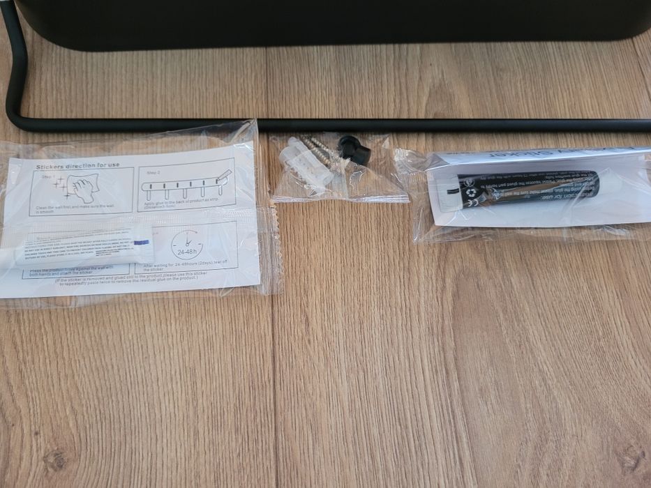 Półka łazienkowa, 38x6 cm, czarna