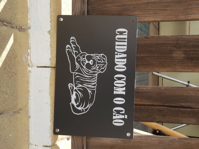 Placa sinalética personalizada "cuidado com o cão" qualquer raça