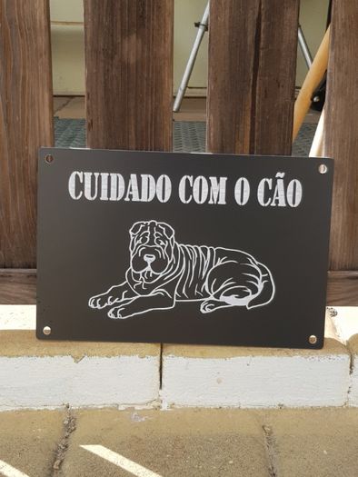 Placa sinalética personalizada "cuidado com o cão" qualquer raça