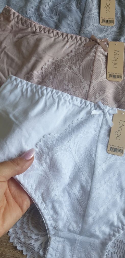 3×Damskie majtki figi z koronką 2/3 XL Miego