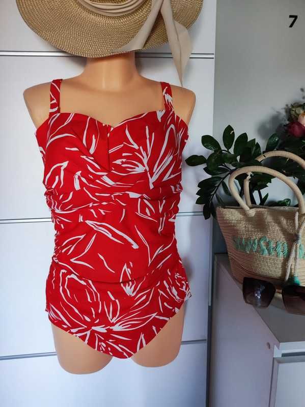 Bonmarche r 46 D/F czerwony strój jednoczęściowy plus size