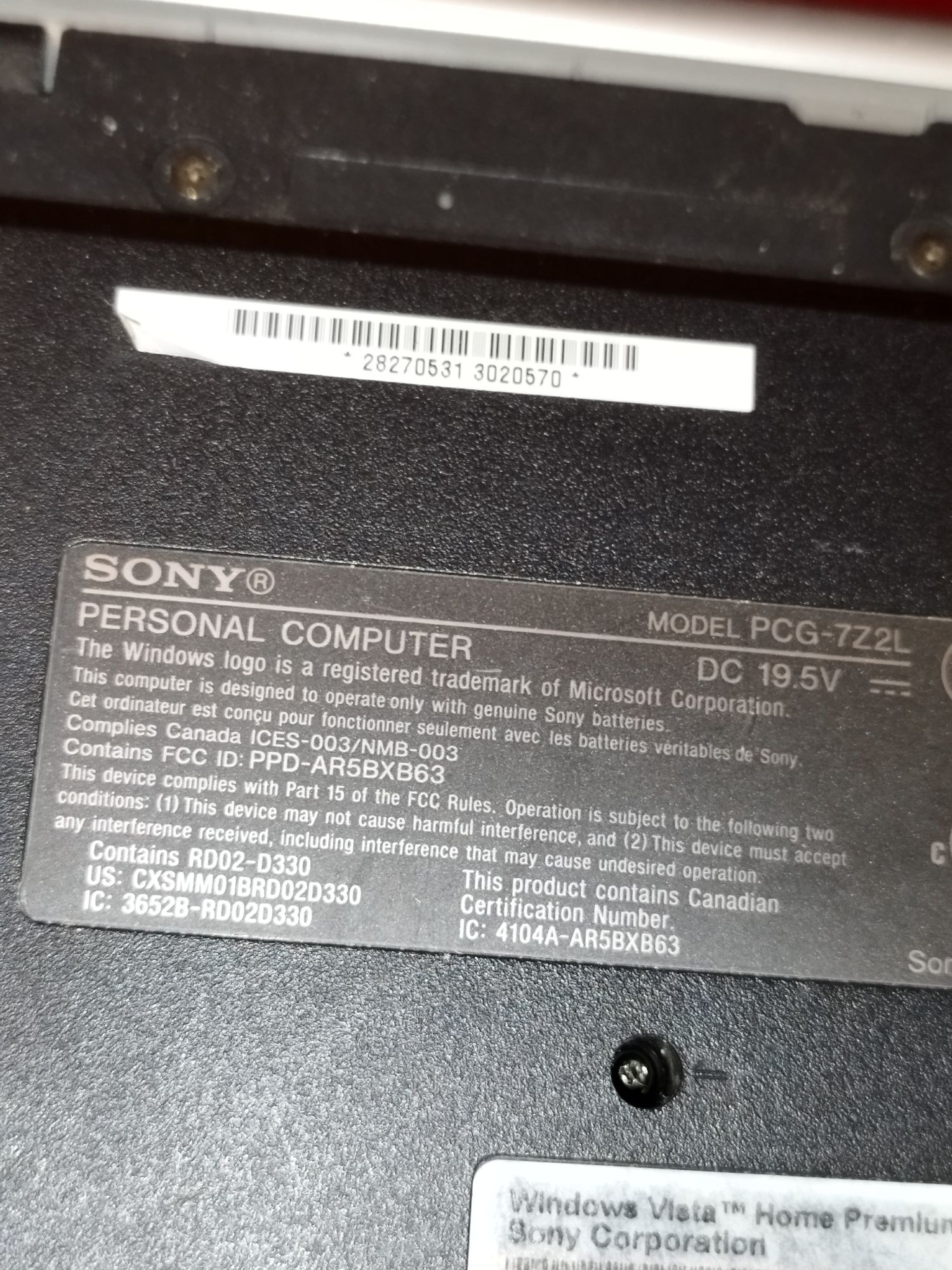 Laptop Sony PC6 uszkodzony