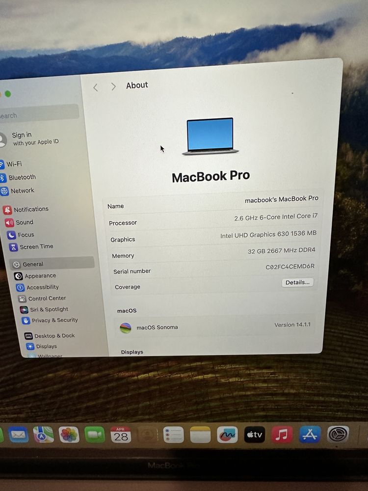 Macbook Pro 16’ 2019 i7 32gb 512SSD