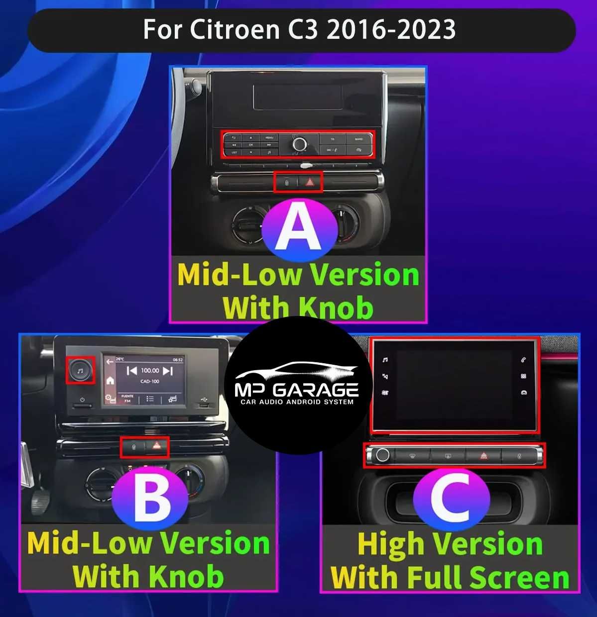 Radio Nawigacja Citroen C3/C4 2016_2023 Android 4G CarPlay/AA Montaż