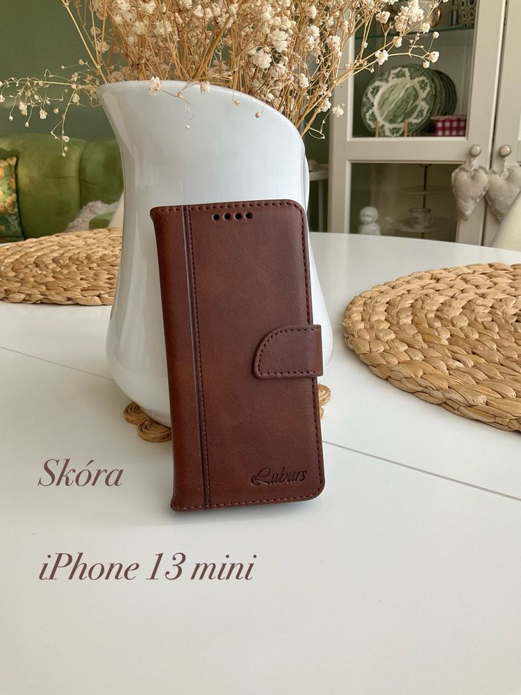 Skórzane etui case z klapką skóra leather iPhone 13 mini