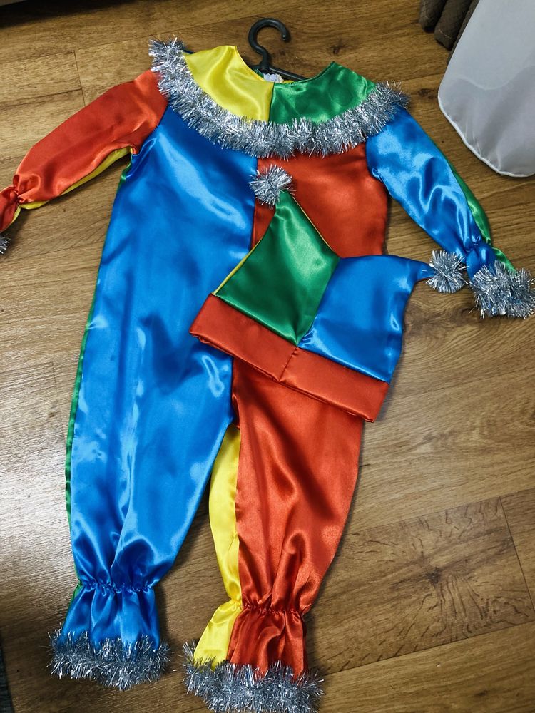 Карнавальный костюм петрушка клоун арлекин на мальчика 2 3 года
