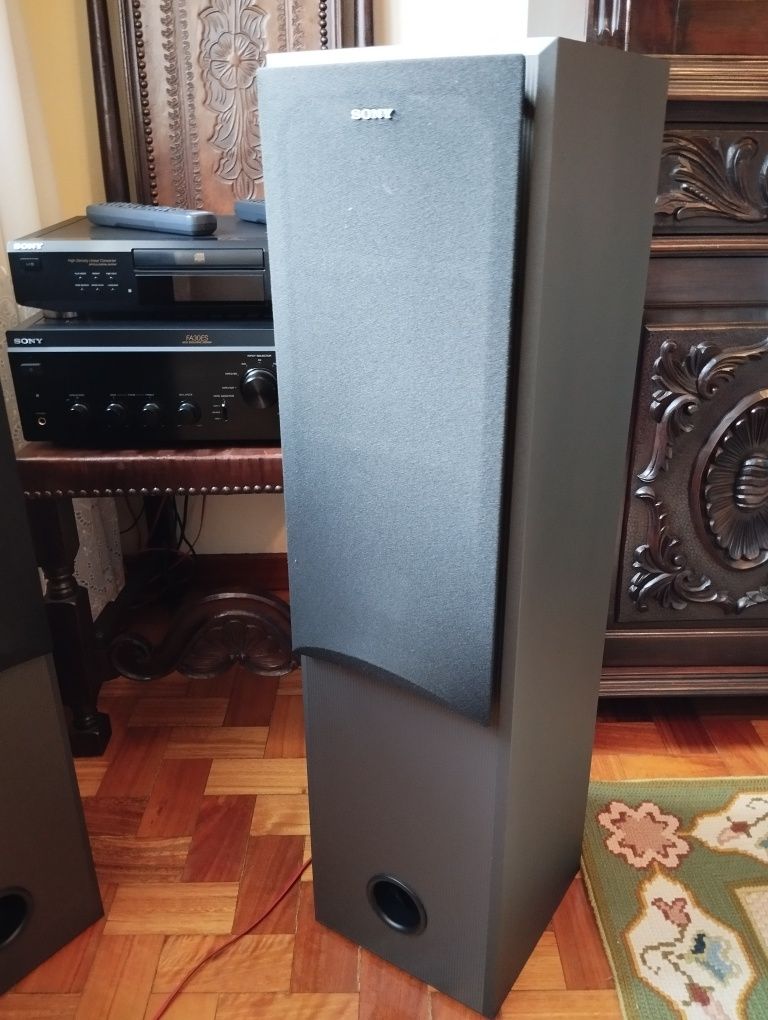 Sistema de Som Sony, Amplificador, leitor de CD e Colunas