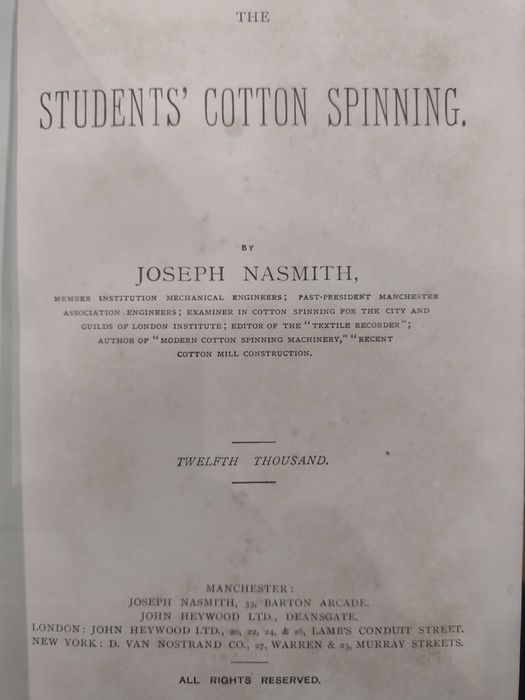 Nasmith´s The Student´s Cotton Spinning by Joseph Nasmith