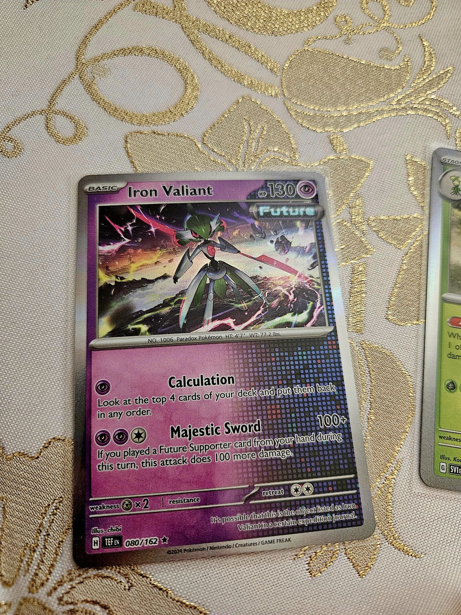 Dwie karty orginalne Pokemon: Iron Valiant, Arboliva
