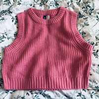 sweter bezrękawnik różowy h&m