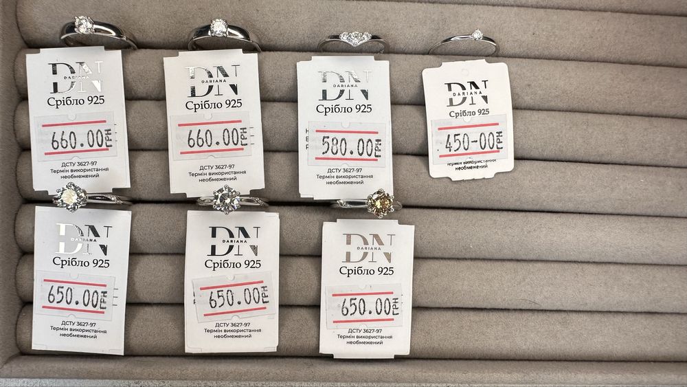 Срібні Каблучки з муасанітами. Лабораторні діаманти з сертифікатами