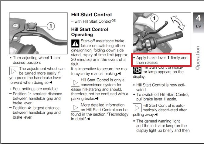 Ativação Hill Start Control BMW R1200 GS GSA R RS K50 K51 K53 K54