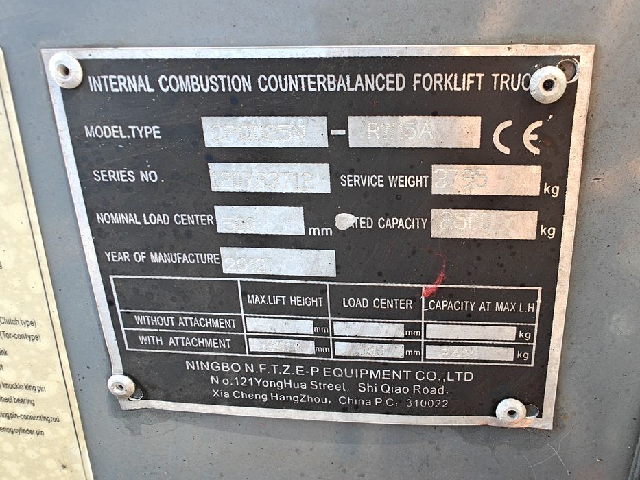 Wózek Hangcha CPQD25N 2.5T Diesel 2012r Super Stan Silnik Nissan 3800m