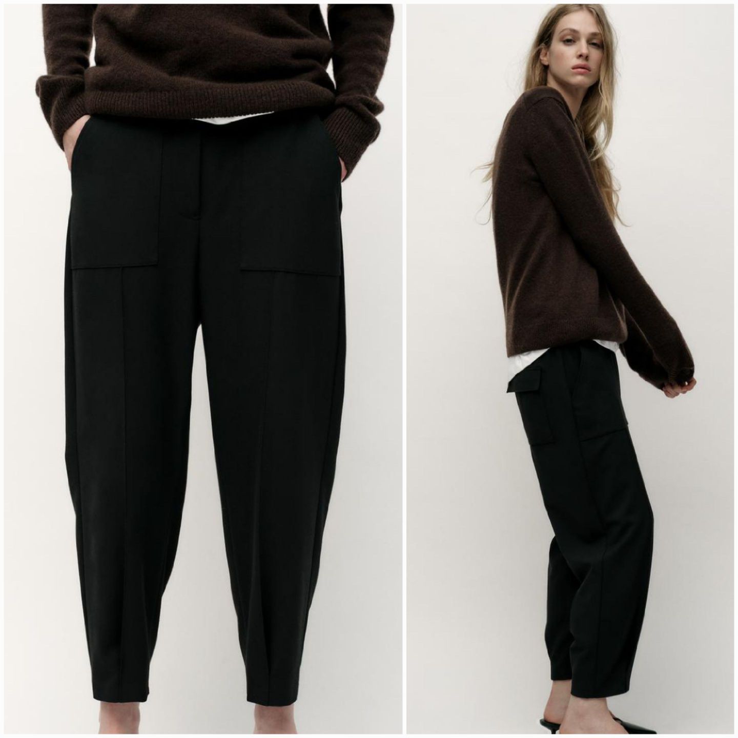 Трендові брюки carrot fit від Zara. Дуже вдала модель. Можна на літо.