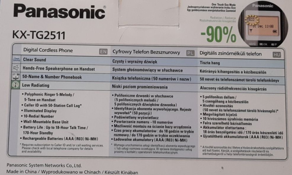 Telefon stacjonarny Panasonic KX-TG2511