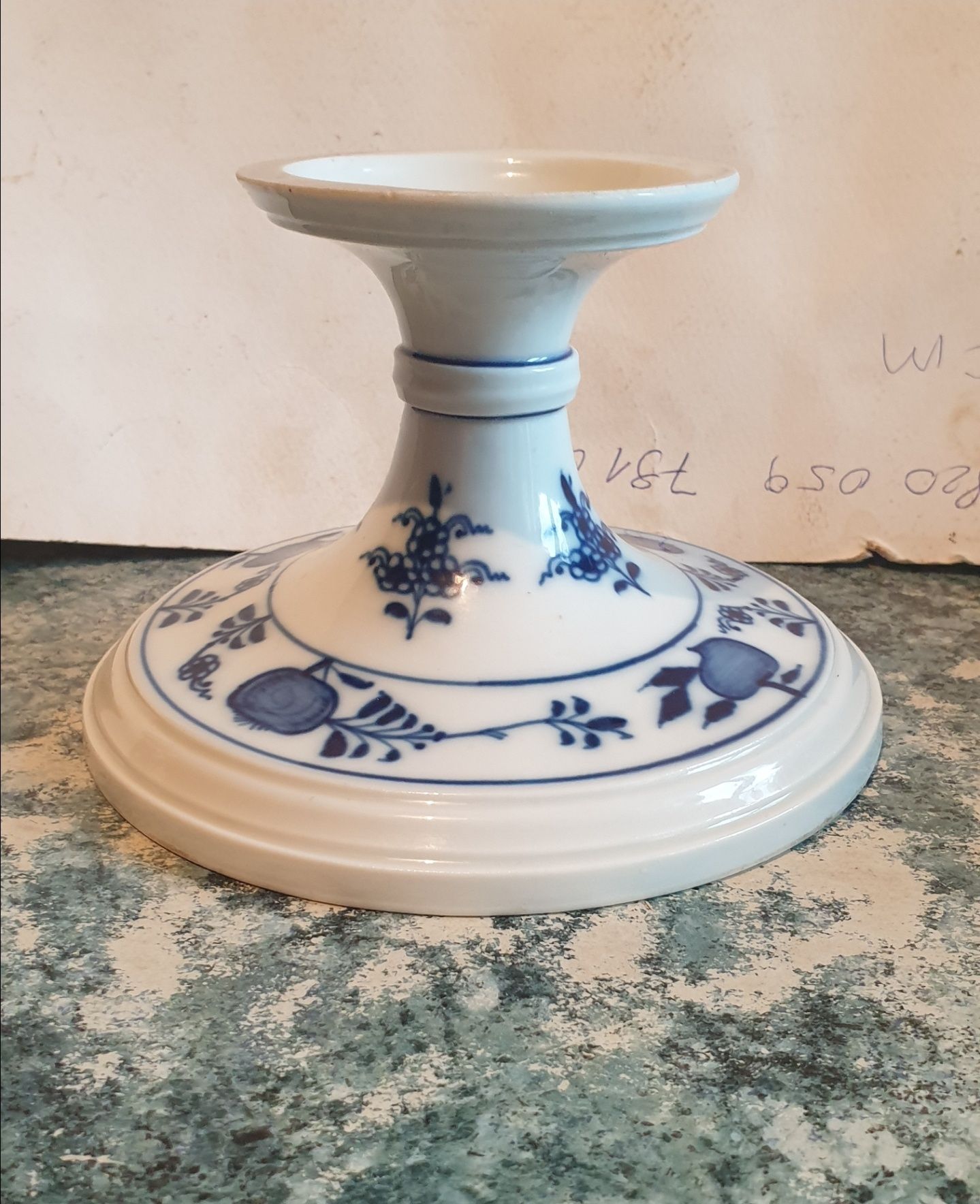 Antike Meissen Porzellan Kerzenhalter - Zwiebelmuster - 1860