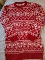 Sweter świąteczny norweski czerwony sesja S