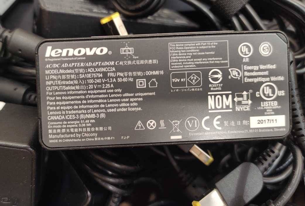 Зарядное устройство для ноутбука Lenovo 20V 2.25A 45W (SquareYellow)