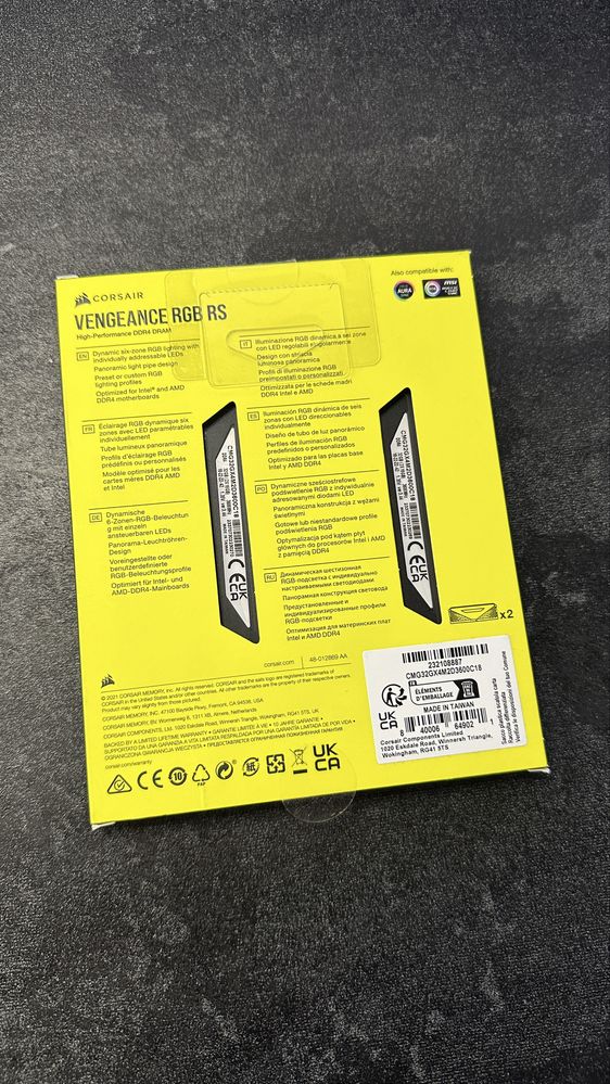 Corsair vengeance rgb rs ddr4 32gb (2x16Gb) 3600MHz