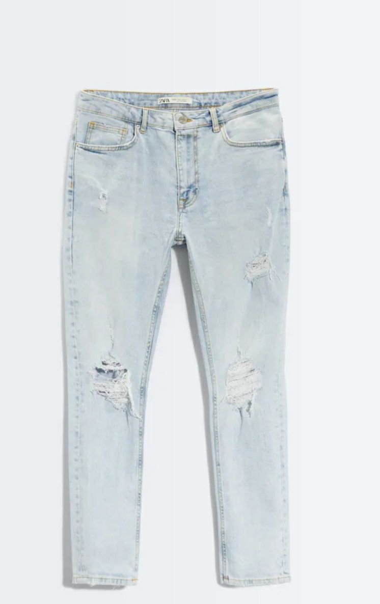 Zara jeans o kroju skinny fit z rozdarciami rozmiar 44