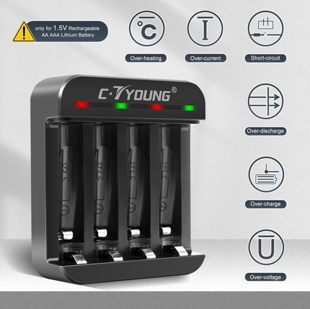 Ładowarka do akumulatorów AA C-TYOUNG z 4 akumulatorami 3300 mAh