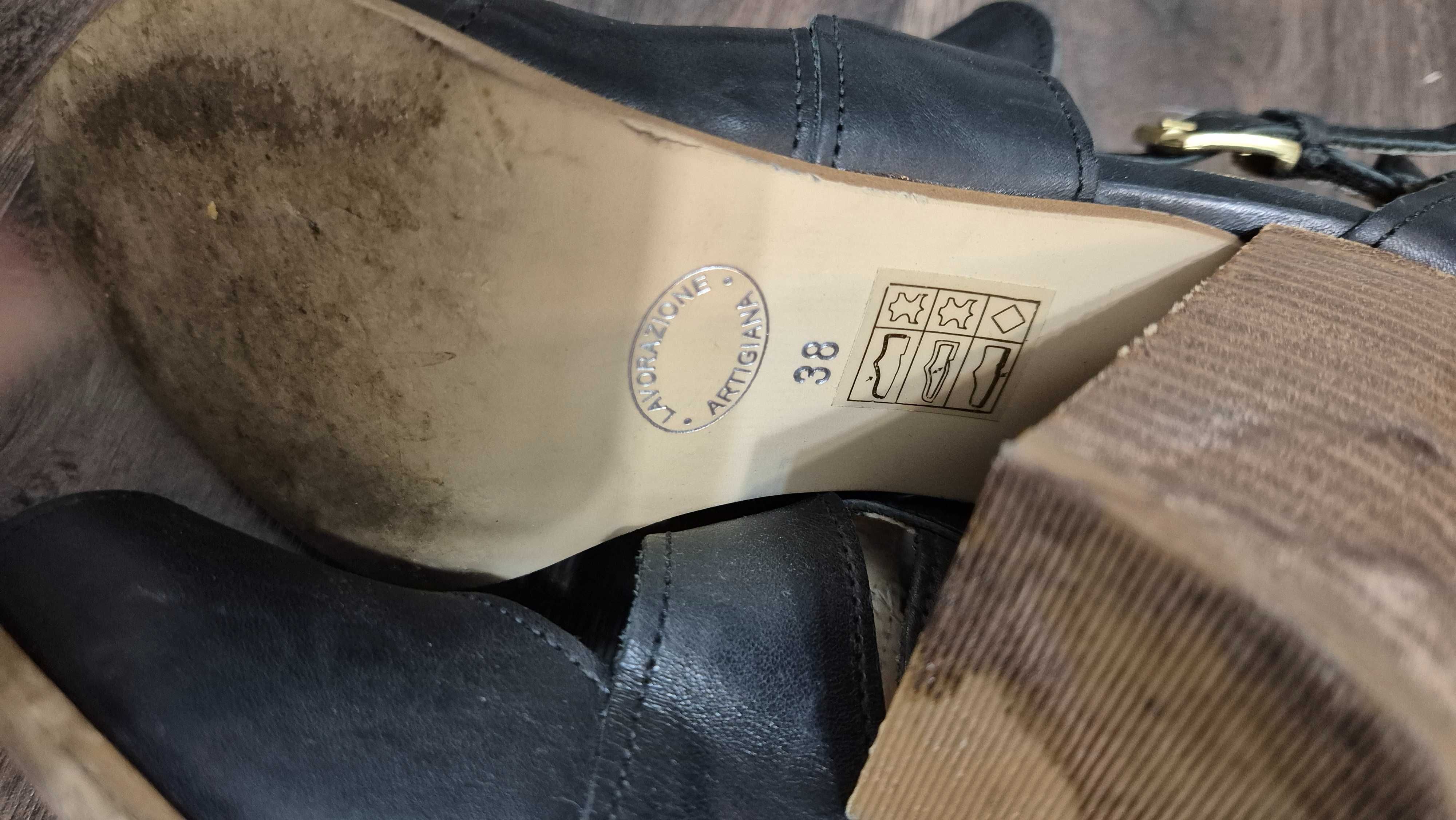 036 D buty sandały na słupku jonak skóra naturalna czarne rozm 38