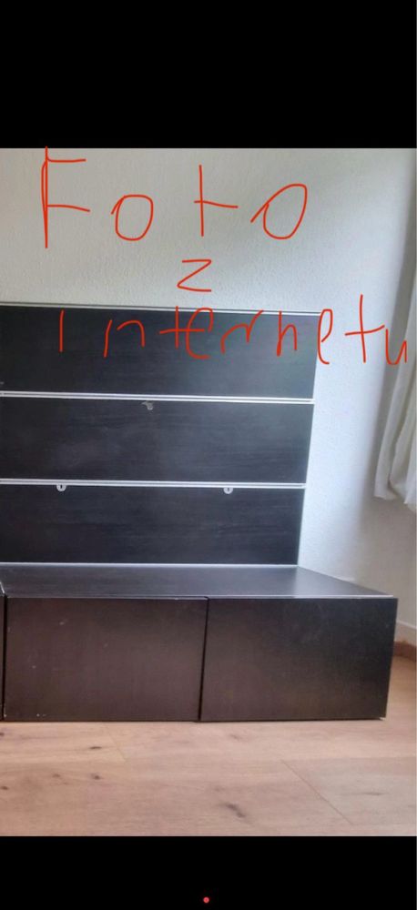 Regał rtv Besta ze ścianką Rtv Framsta z Ikea.