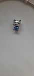 Charms Srebrny Kot z niebieskim diamencikiem S925