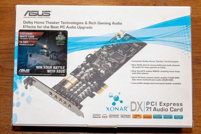 Kartę dźwiękowa Asus Xonar DX PCI- Express x1, System 7.1 Audio Card.