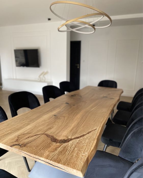 Stol debowy Monolit 300 cm Drewno Rekodzielo Loft  Zywica Lite Drewno