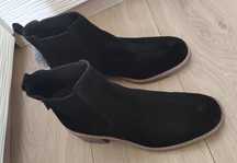 Buty botki Esmara Lidl Chelsea Boots damskie czarne skórzane zamszowe