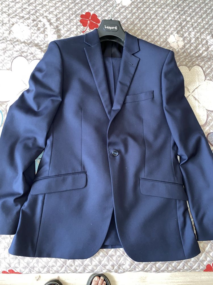 Granatowy ślubny garnitur męski 182/100/88  Lassar SLIM