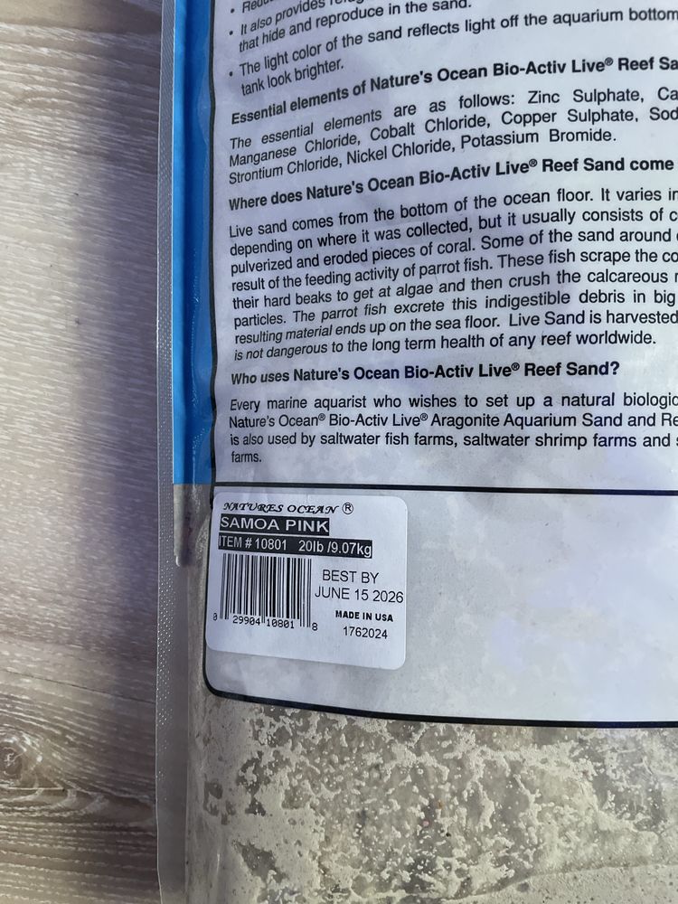 Żywy piasek Nature's Ocean Live Samoa Pink 9 kg