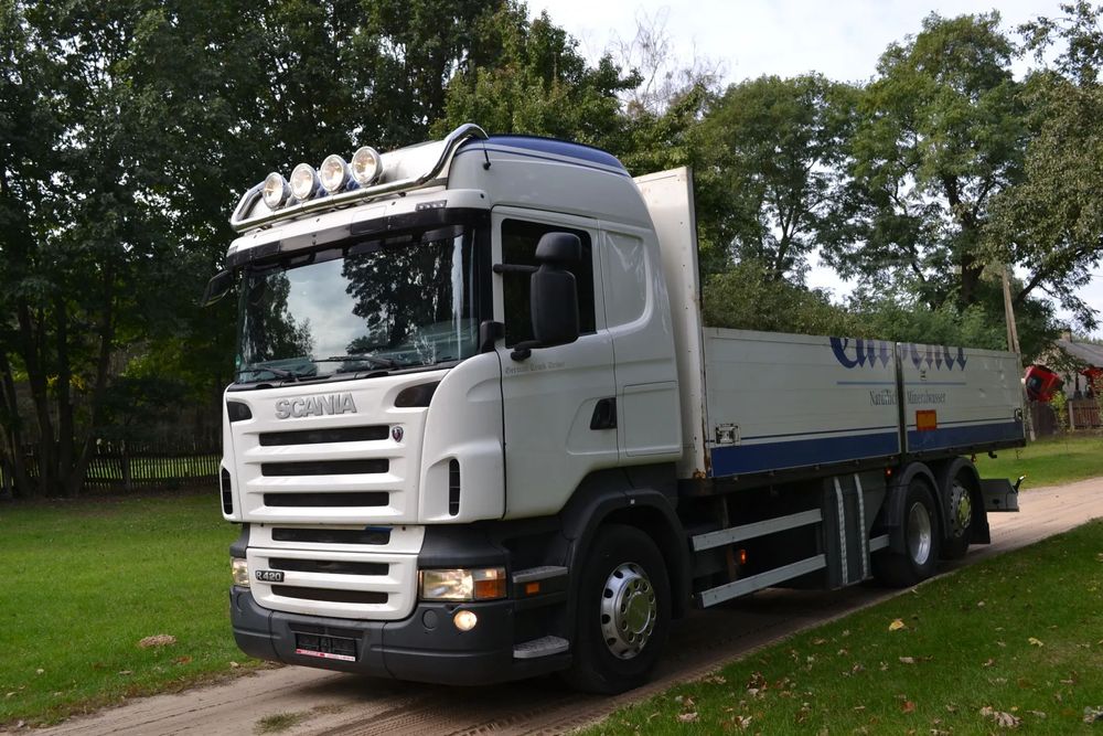 Scania R 420 SKRZYNIA dł. 7,55 m KLIMATYZACJA TRZECIA OŚ SKRĘTNA  RETARDER opticruise ze sprzęgłem
