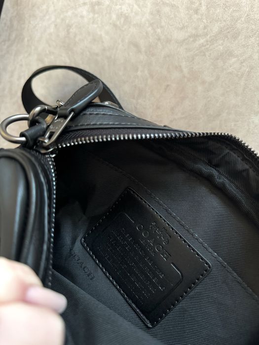 Сумка Coach коуч коач месенжер шкіряний через плече бананка