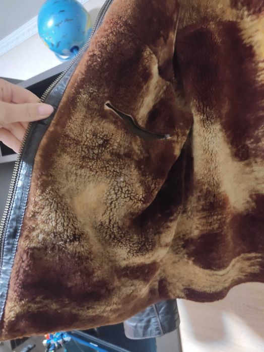 Чоловіча дублянка шкіряна зимова курка L, XL